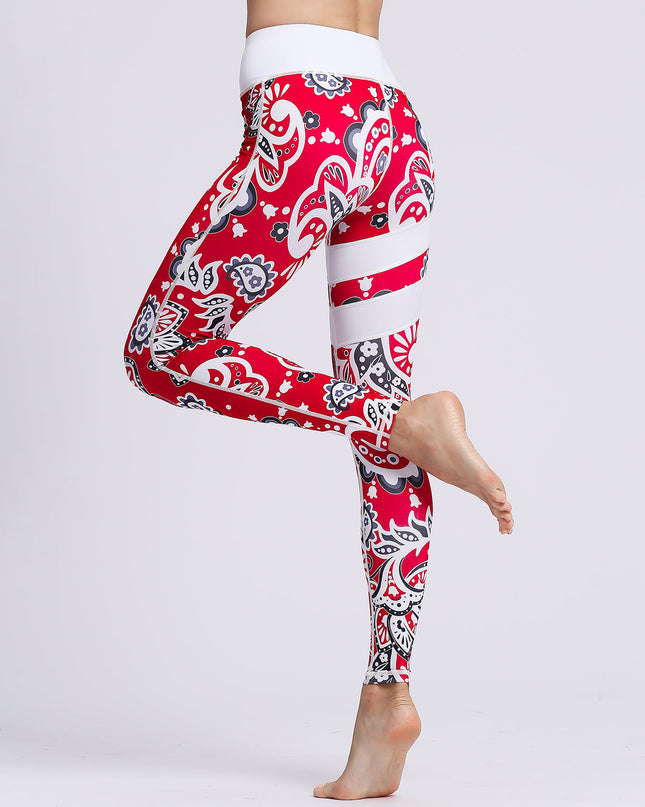 Fiorenza | Women’s Floral Performance Leggings – Luxe Activewear - Abstract Red
