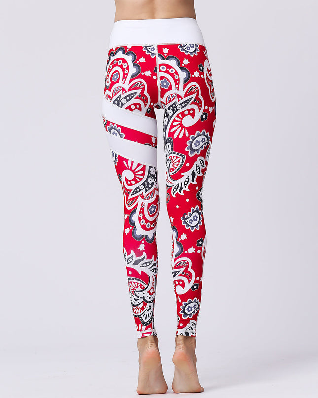 Fiorenza | Women’s Floral Performance Leggings – Luxe Activewear - Abstract Red