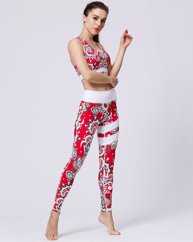 Fiorenza | Women’s Floral Performance Leggings – Luxe Activewear - Abstract Red