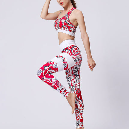 Fiorenza | Women’s Floral Performance Leggings – Luxe Activewear - Abstract Red
