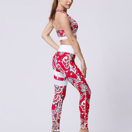 Fiorenza | Women’s Floral Performance Leggings – Luxe Activewear - Abstract Red
