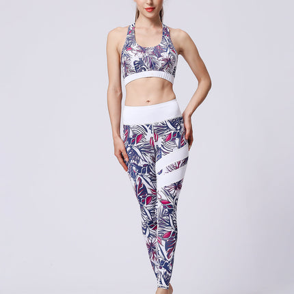 Fiorenza | Women’s Floral Performance Leggings – Luxe Activewear - Abstract White Leaf