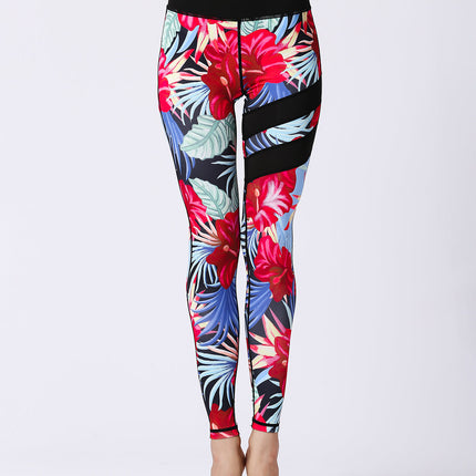 Fiorenza | Women’s Floral Performance Leggings – Luxe Activewear - Black Red Gumamela