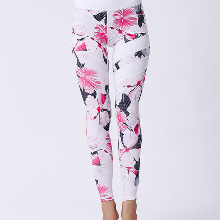 Fiorenza | Women’s Floral Performance Leggings – Luxe Activewear - Hibiscus