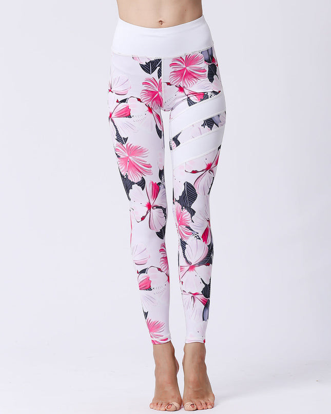 Fiorenza | Women’s Floral Performance Leggings – Luxe Activewear - Hibiscus