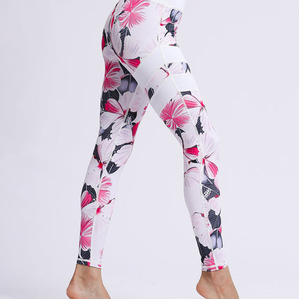 Fiorenza | Women’s Floral Performance Leggings – Luxe Activewear - Hibiscus