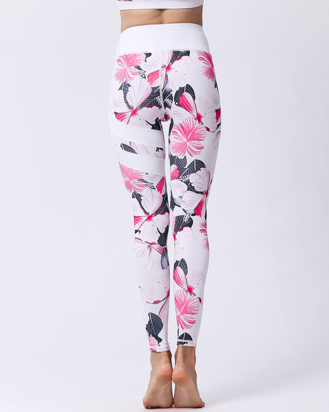 Fiorenza | Women’s Floral Performance Leggings – Luxe Activewear - Hibiscus