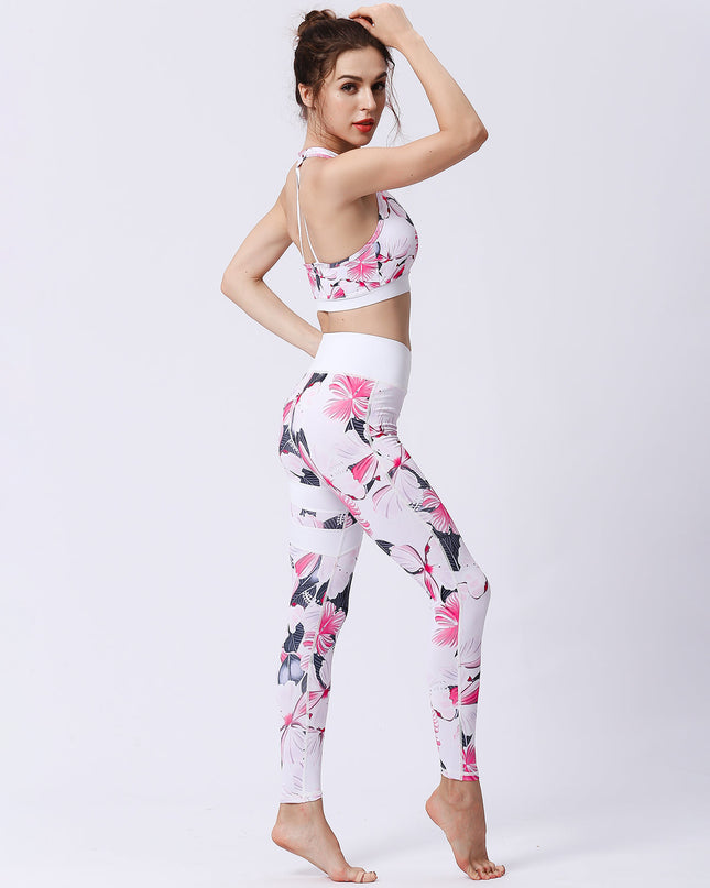 Fiorenza | Women’s Floral Performance Leggings – Luxe Activewear - Hibiscus