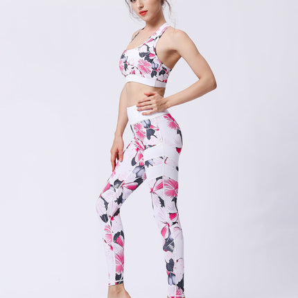 Fiorenza | Women’s Floral Performance Leggings – Luxe Activewear - Hibiscus