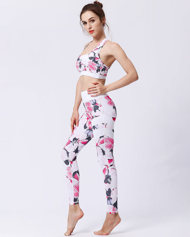 Fiorenza | Women’s Floral Performance Leggings – Luxe Activewear - Hibiscus