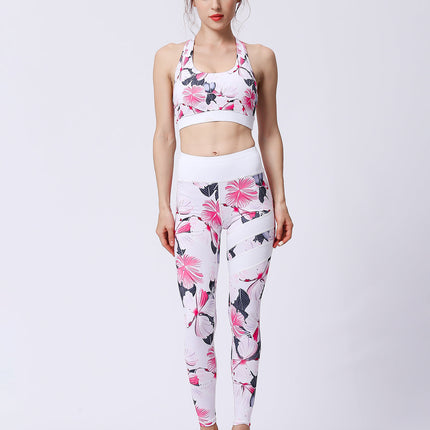 Fiorenza | Women’s Floral Performance Leggings – Luxe Activewear - Hibiscus