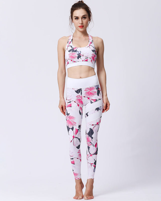Fiorenza | Women’s Floral Performance Leggings – Luxe Activewear - Hibiscus