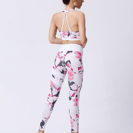 Fiorenza | Women’s Floral Performance Leggings – Luxe Activewear - Hibiscus