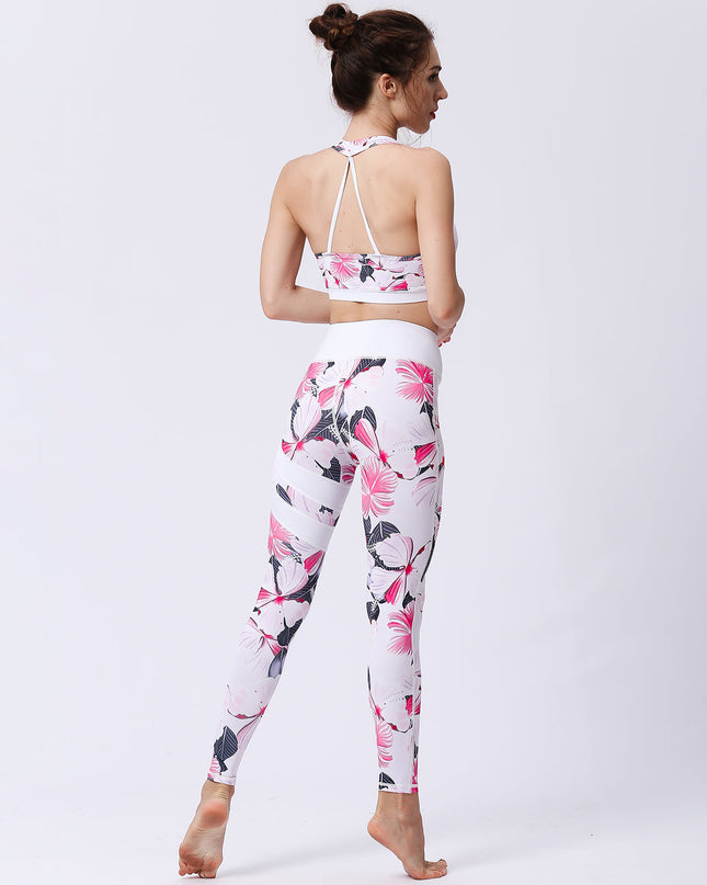 Fiorenza | Women’s Floral Performance Leggings – Luxe Activewear - Hibiscus