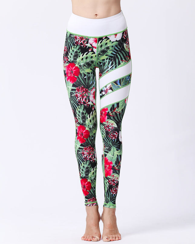 Fiorenza | Women’s Floral Performance Leggings – Luxe Activewear - Red Gumamela