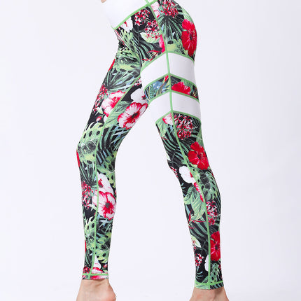 Fiorenza | Women’s Floral Performance Leggings – Luxe Activewear - Red Gumamela
