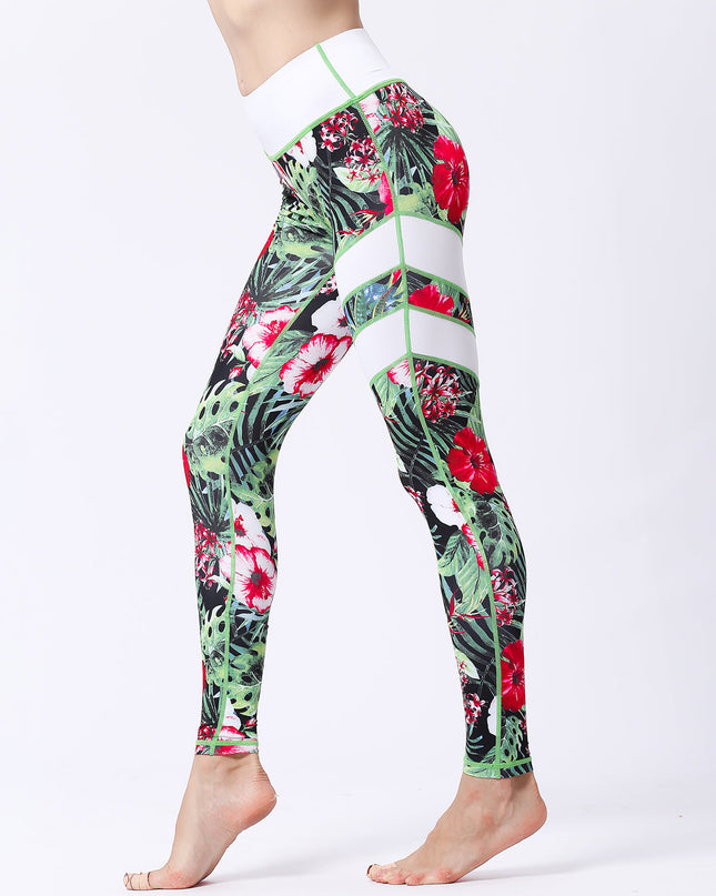 Fiorenza | Women’s Floral Performance Leggings – Luxe Activewear - Red Gumamela
