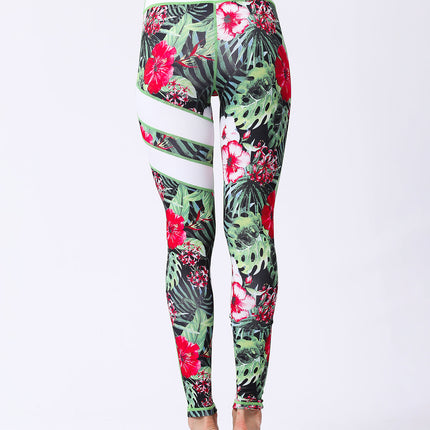 Fiorenza | Women’s Floral Performance Leggings – Luxe Activewear - Red Gumamela