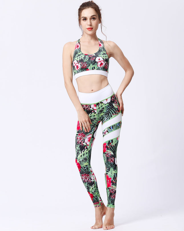 Fiorenza | Women’s Floral Performance Leggings – Luxe Activewear - Red Gumamela