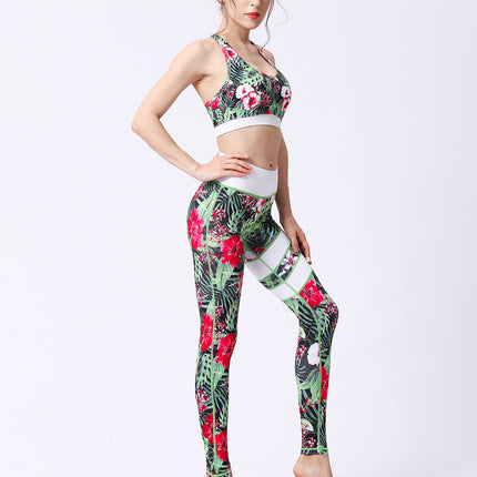 Fiorenza | Women’s Floral Performance Leggings – Luxe Activewear - Red Gumamela