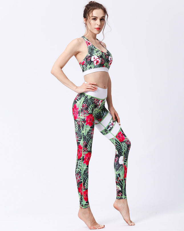 Fiorenza | Women’s Floral Performance Leggings – Luxe Activewear - Red Gumamela