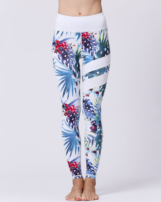 Fiorenza | Women’s Floral Performance Leggings – Luxe Activewear - Tropical White