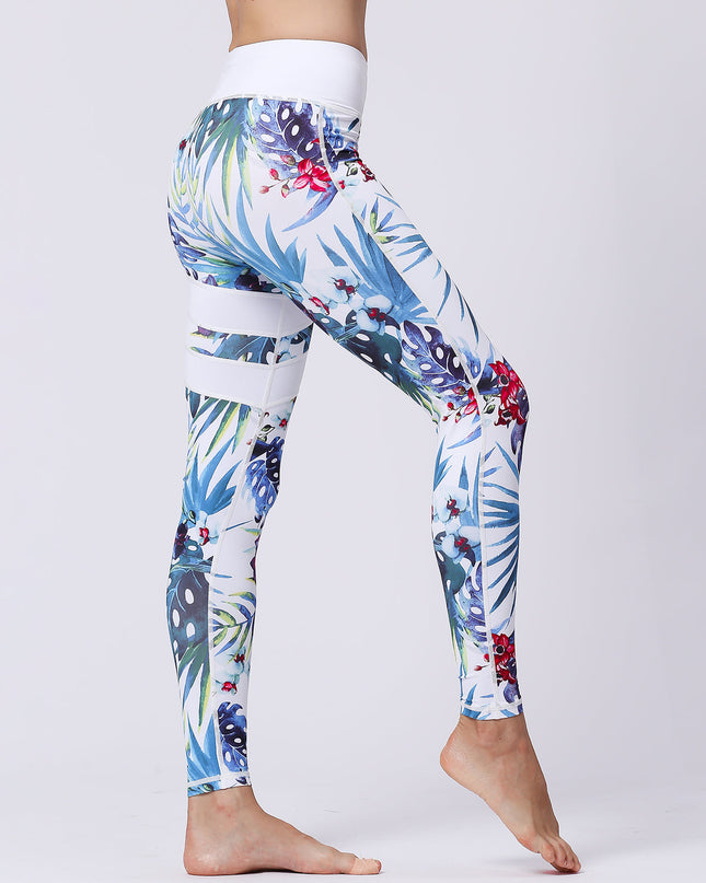 Fiorenza | Women’s Floral Performance Leggings – Luxe Activewear - Tropical White