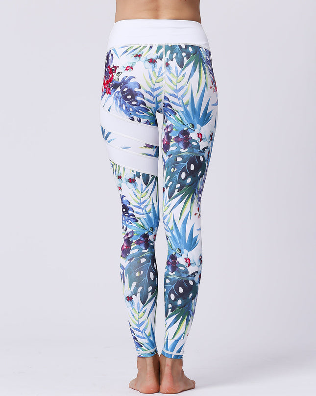 Fiorenza | Women’s Floral Performance Leggings – Luxe Activewear - Tropical White