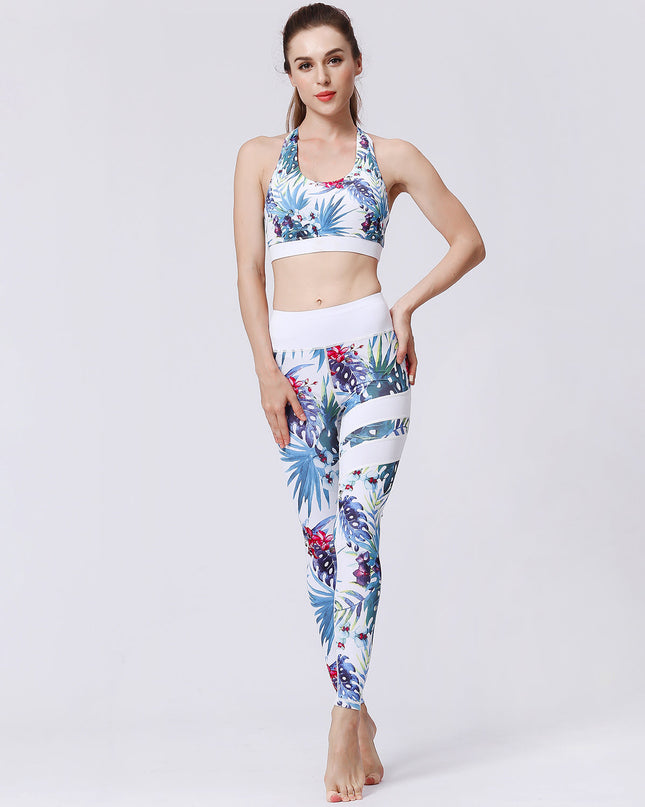 Fiorenza | Women’s Floral Performance Leggings – Luxe Activewear - Tropical White