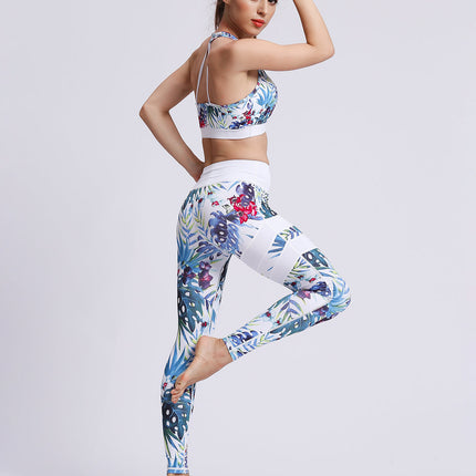 Fiorenza | Women’s Floral Performance Leggings – Luxe Activewear - Tropical White