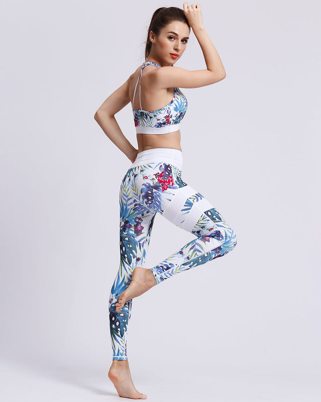 Fiorenza | Women’s Floral Performance Leggings – Luxe Activewear - Tropical White