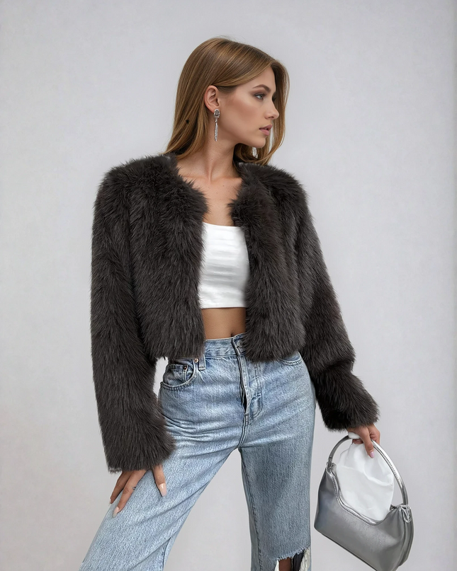 Foxen | Faux Fur Jacket – Open Front Coat