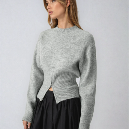 Fuzzora | Half-Zip Fuzzy Sweater – Knitwear Sweatshirt