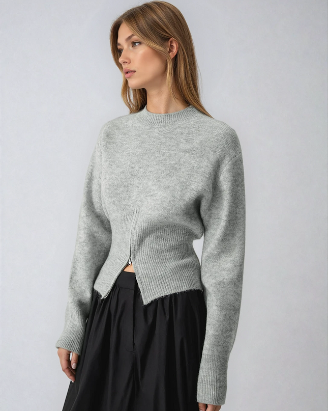 Fuzzora | Half-Zip Fuzzy Sweater – Knitwear Sweatshirt