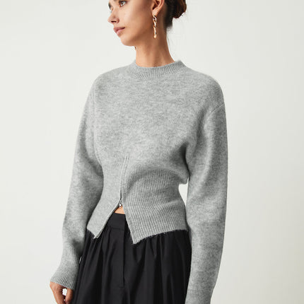 Fuzzora | Half-Zip Fuzzy Sweater – Knitwear Sweatshirt