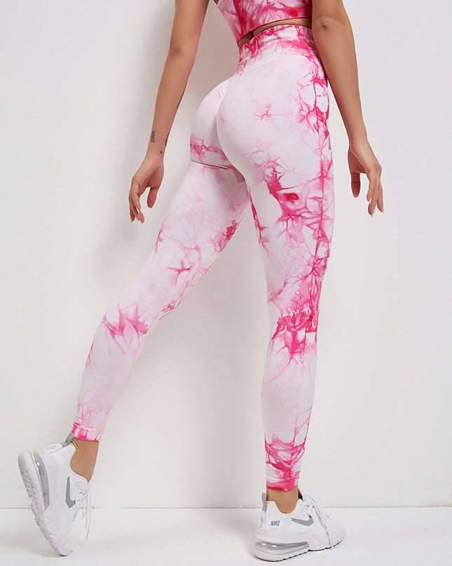 Fyoja | Seamless Tie-Dye Leggings – Bold Scrunch Edition - Pink