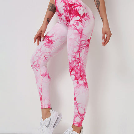 Fyoja | Seamless Tie-Dye Leggings – Bold Scrunch Edition - Pink