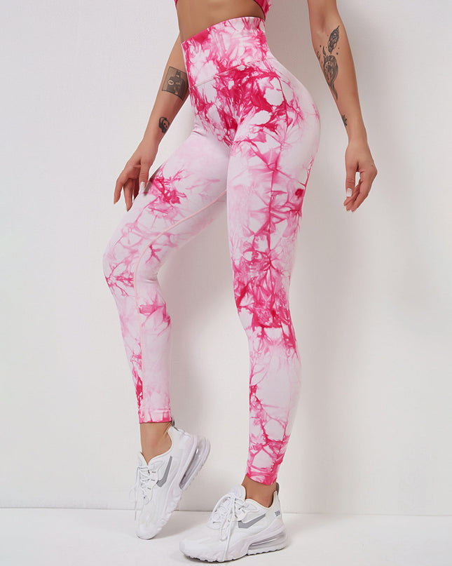 Fyoja | Seamless Tie-Dye Leggings – Bold Scrunch Edition - Pink
