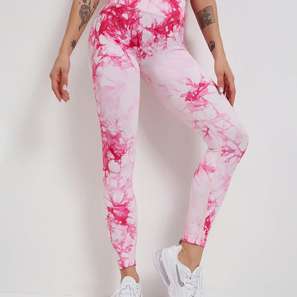 Fyoja | Seamless Tie-Dye Leggings – Bold Scrunch Edition - Pink
