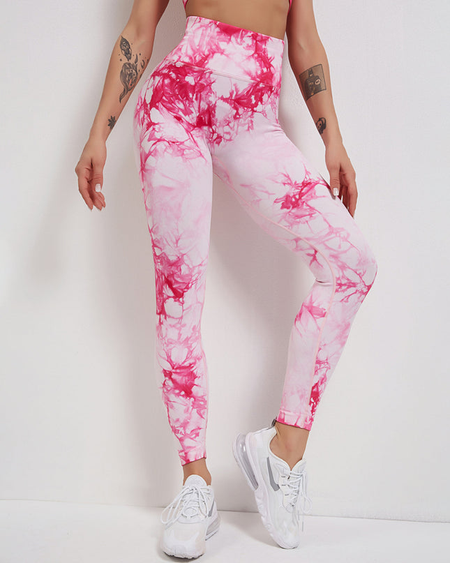 Fyoja | Seamless Tie-Dye Leggings – Bold Scrunch Edition - Pink