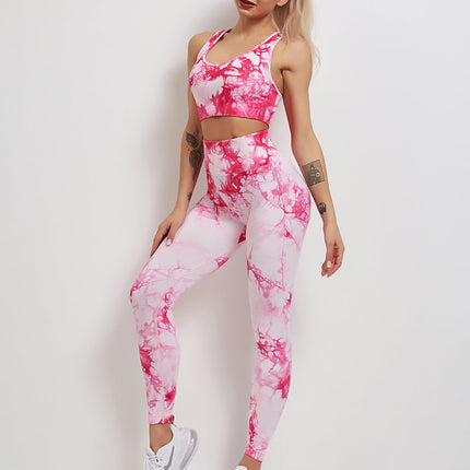 Fyoja | Seamless Tie-Dye Leggings – Bold Scrunch Edition - Pink