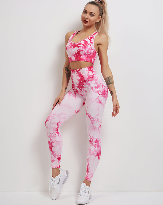 Fyoja | Seamless Tie-Dye Leggings – Bold Scrunch Edition - Pink