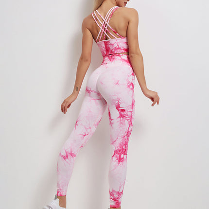 Fyoja | Seamless Tie-Dye Leggings – Bold Scrunch Edition - Pink