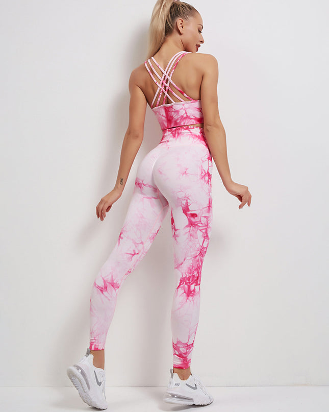 Fyoja | Seamless Tie-Dye Leggings – Bold Scrunch Edition - Pink