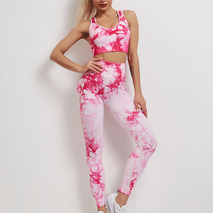 Fyoja | Seamless Tie-Dye Leggings – Bold Scrunch Edition - Pink