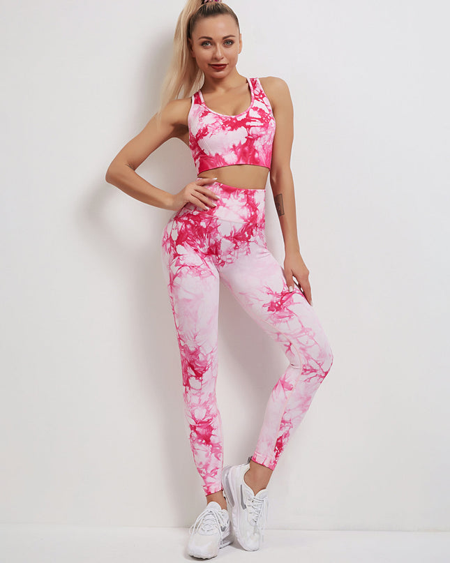 Fyoja | Seamless Tie-Dye Leggings – Bold Scrunch Edition - Pink