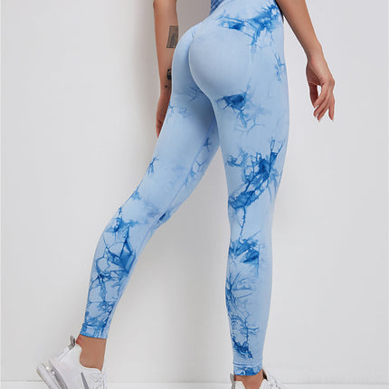 Fyoja | Seamless Tie-Dye Leggings – Bold Scrunch Edition - Blue