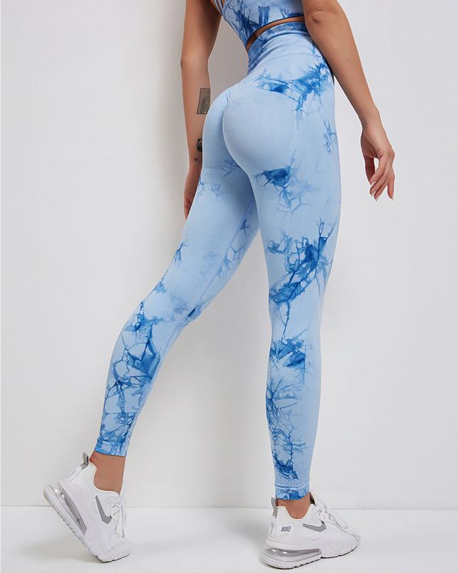 Fyoja | Seamless Tie-Dye Leggings – Bold Scrunch Edition - Blue