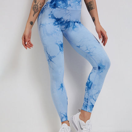 Fyoja | Seamless Tie-Dye Leggings – Bold Scrunch Edition - Blue