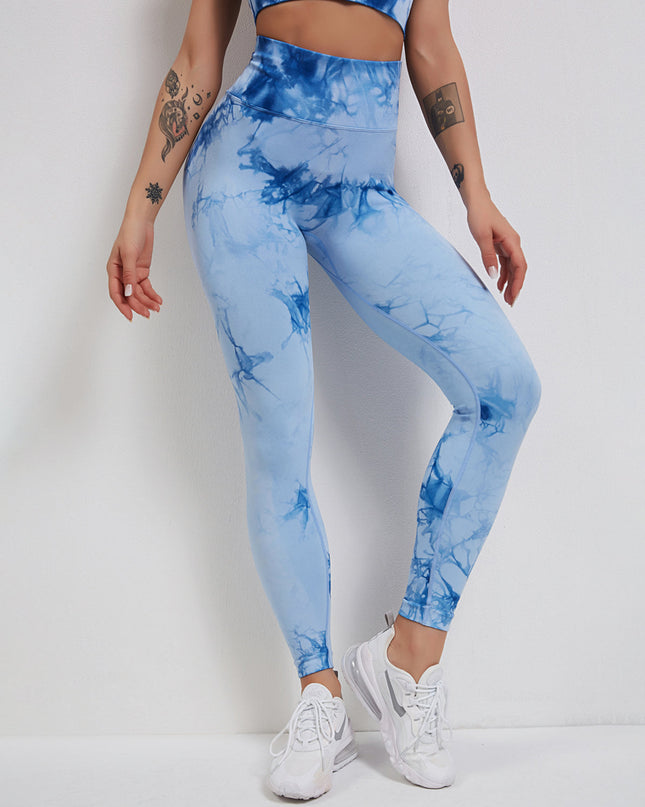 Fyoja | Seamless Tie-Dye Leggings – Bold Scrunch Edition - Blue